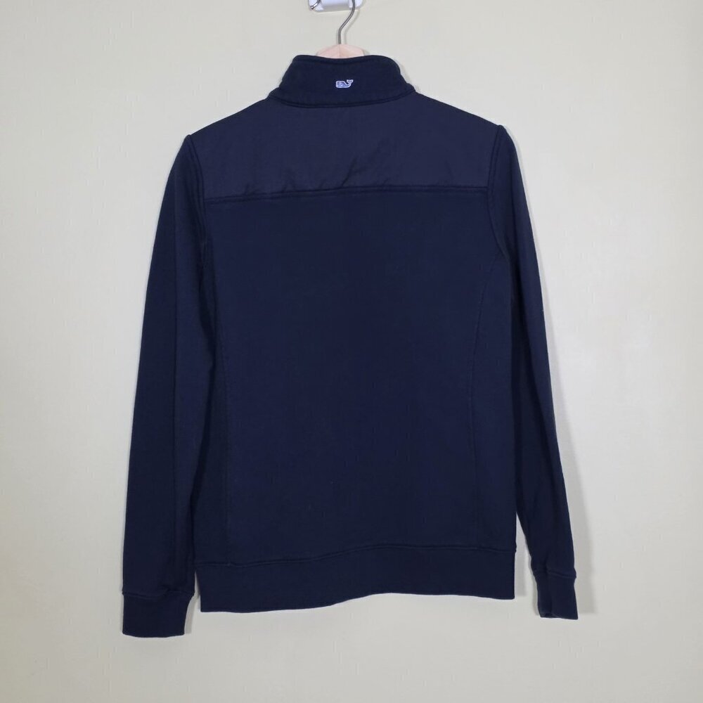 Vineyard Vines Polo Sweater Women S Navy LS 1/4 Zip Mock Neck Cotton Preppy Boho - Picture 3 of 15